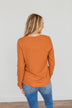 Rise To The Top Long Sleeve Henley Top- Dark Camel