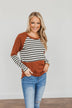 Autumn On My Mind Striped Top- Rust
