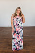 Thrills Of The Night Floral Maxi Dress- Navy & Multi-Color