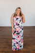 Thrills Of The Night Floral Maxi Dress- Navy & Multi-Color