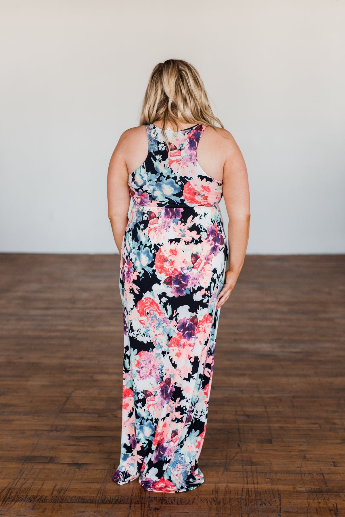 Thrills Of The Night Floral Maxi Dress- Navy & Multi-Color