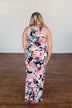 Thrills Of The Night Floral Maxi Dress- Navy & Multi-Color