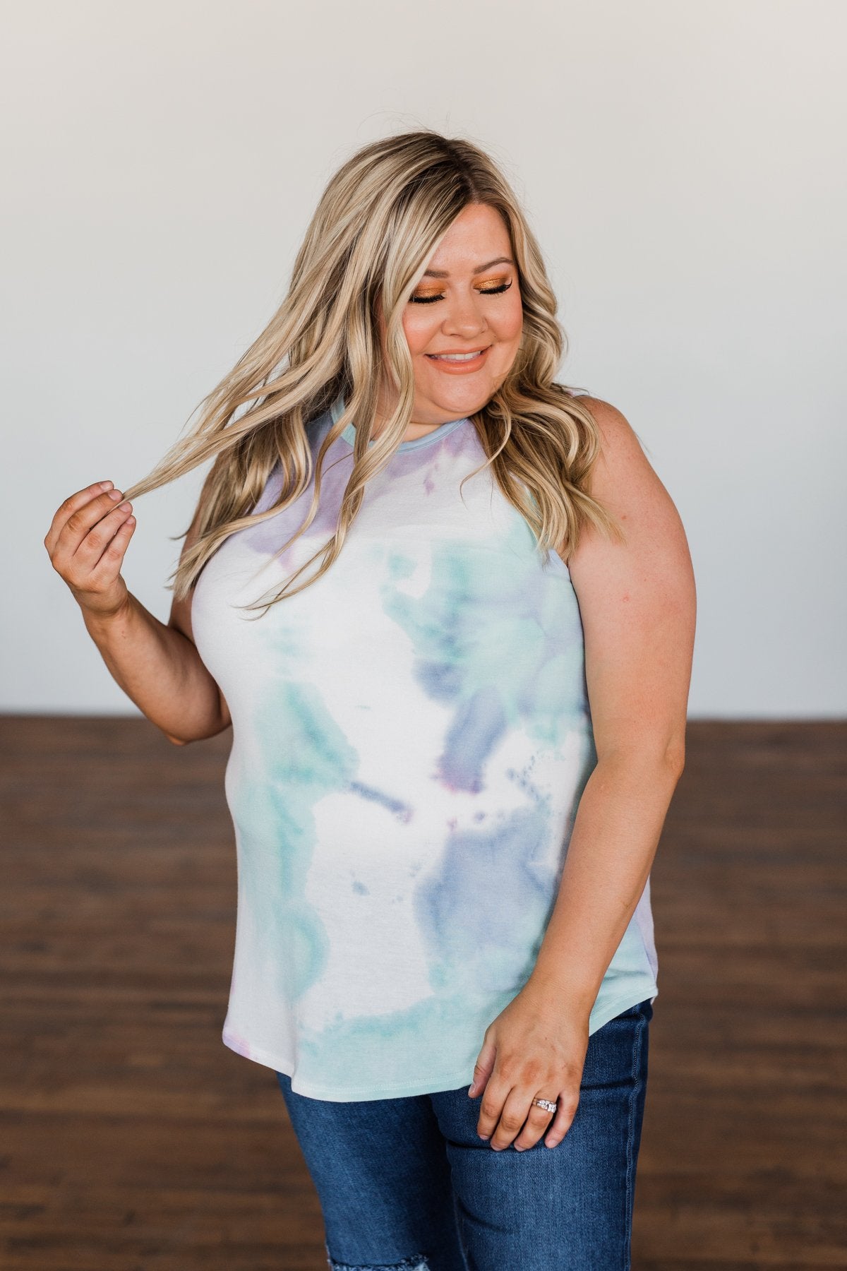 Brighten My Summer Tie Dye Tank Top- Purple, Mint, Ivory