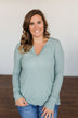 There You Go Again Thermal Notch Top- Dusty Sage