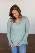 There You Go Again Thermal Notch Top- Dusty Sage