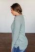 There You Go Again Thermal Notch Top- Dusty Sage