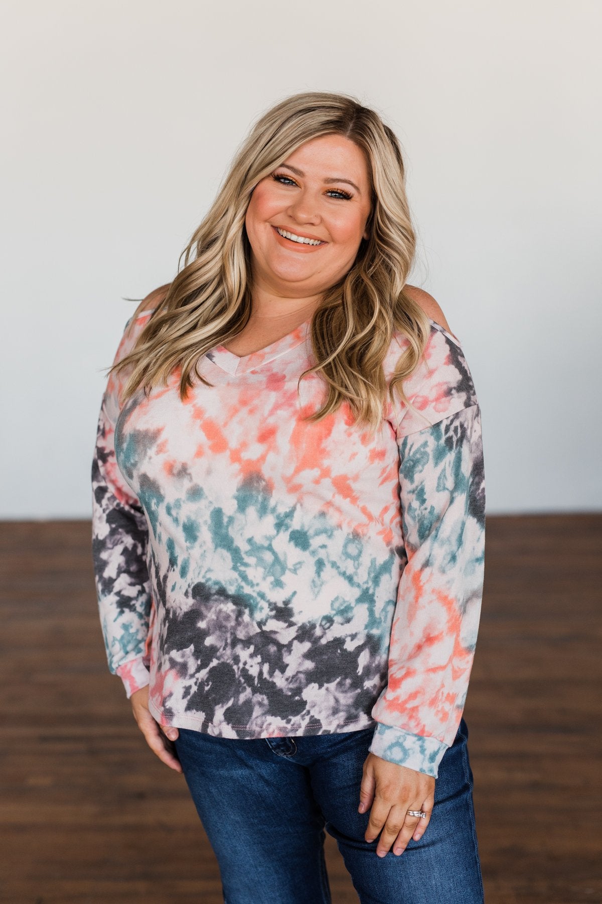 That's The Way Tie Dye Cold Shoulder Top- Multi
