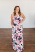 Thrills Of The Night Floral Maxi Dress- Navy & Multi-Color