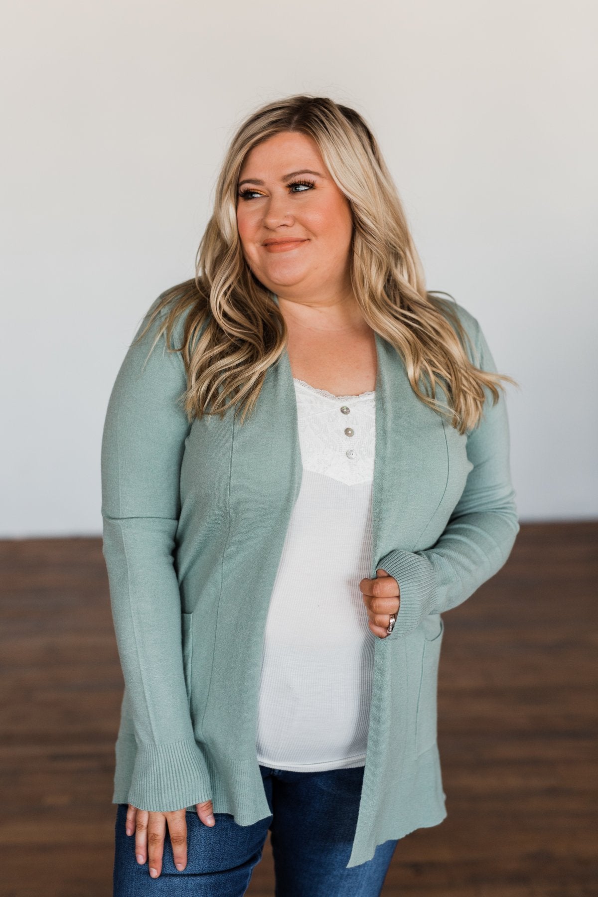 Time To Be Alive Drape Cardigan- Dusty Sage