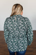 High Standards Floral Ruffle Blouse- Forest Green