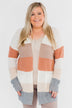 Long Knitted Color Block Cardigan- Neutral Tones