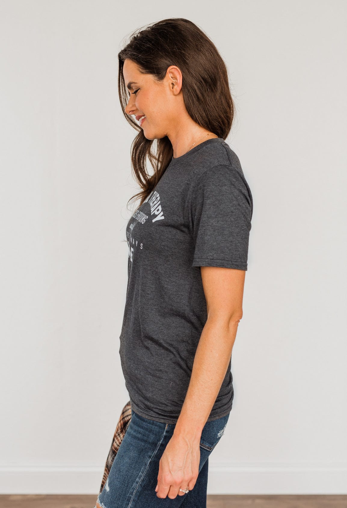 "Retail Therapy Fixes Everything.." Graphic Tee- Charcoal
