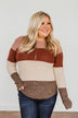 All About Autumn Color Block Knit Sweater- Deep Rust & Oatmeal