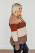 All About Autumn Color Block Knit Sweater- Deep Rust & Oatmeal