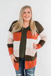 Long Knitted Color Block Cardigan- Forest Tones