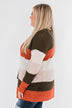 Long Knitted Color Block Cardigan- Forest Tones