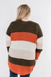 Long Knitted Color Block Cardigan- Forest Tones