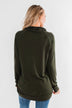 Cute & Casual Cowl Neck Pullover- Dark Olive