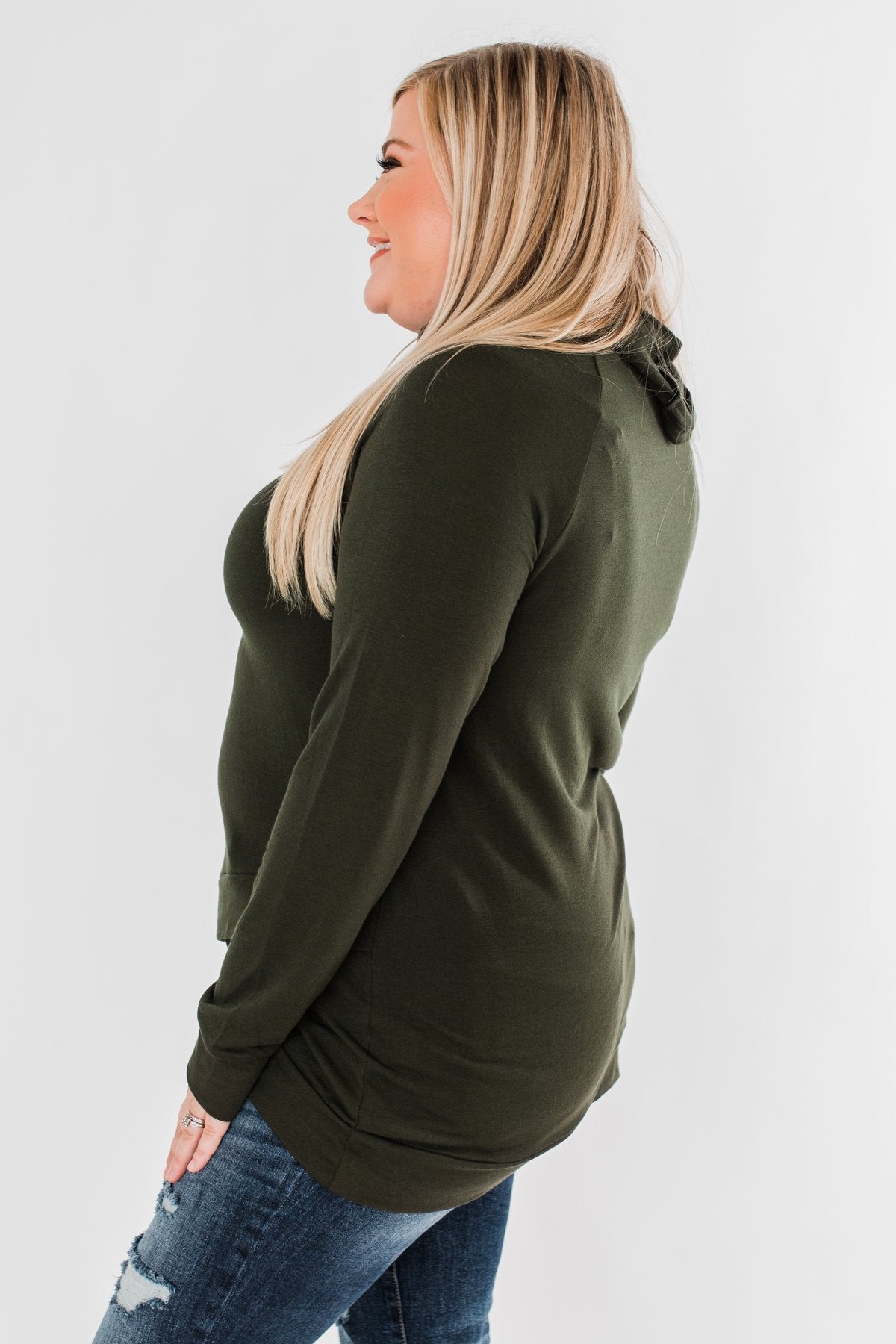 Cute & Casual Cowl Neck Pullover- Dark Olive
