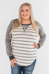 Oh So Fierce Long Sleeve Top- Charcoal & Leopard