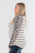 Oh So Fierce Long Sleeve Top- Charcoal & Leopard