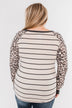 Oh So Fierce Long Sleeve Top- Charcoal & Leopard