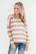 The Right Direction Striped Knitted Top- Light Rust