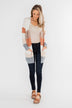 Long Knitted Color Block Cardigan- Neutral Tones