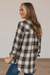 From Now On Plaid Button Top- Sage