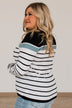 Can't Stay Away Striped Sweater- Black & Teal