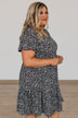 Midnight Memories Floral Tiered Dress- Black