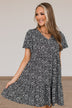 Midnight Memories Floral Tiered Dress- Black