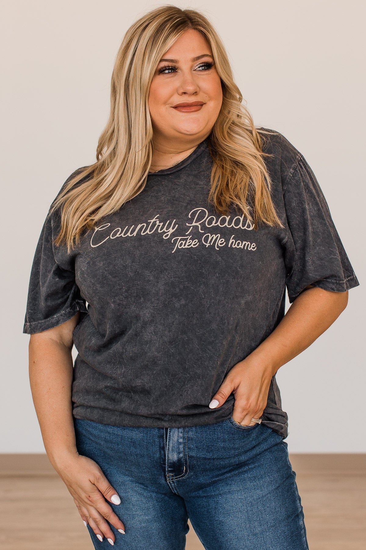 "Country Roads, Take Me Home" Graphic Tee- Charcoal