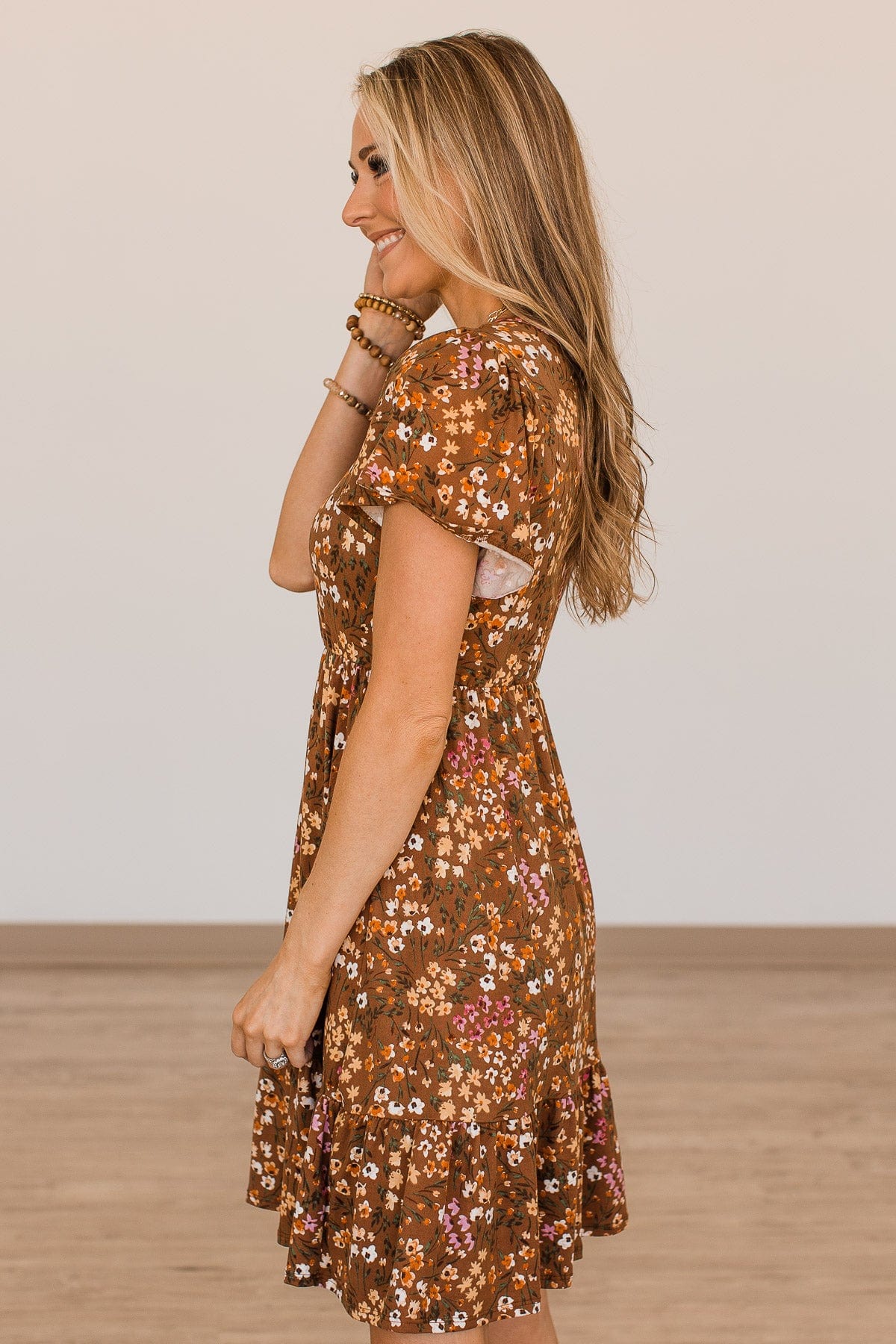 That Forever Feeling Floral Dress- Brown