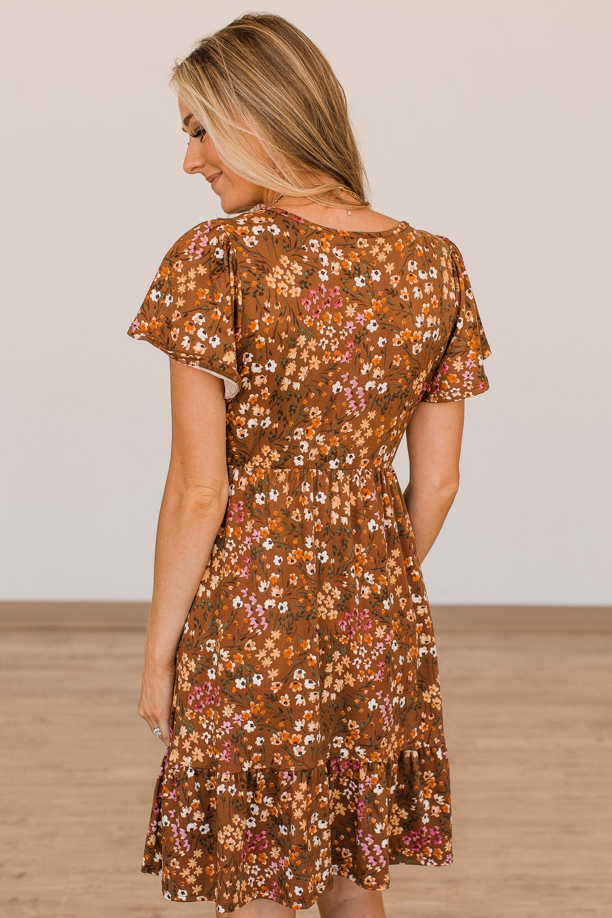 That Forever Feeling Floral Dress- Brown