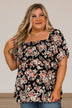 Catch A Glimpse Floral Smocked Blouse- Black
