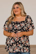 Catch A Glimpse Floral Smocked Blouse- Black