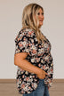 Catch A Glimpse Floral Smocked Blouse- Black