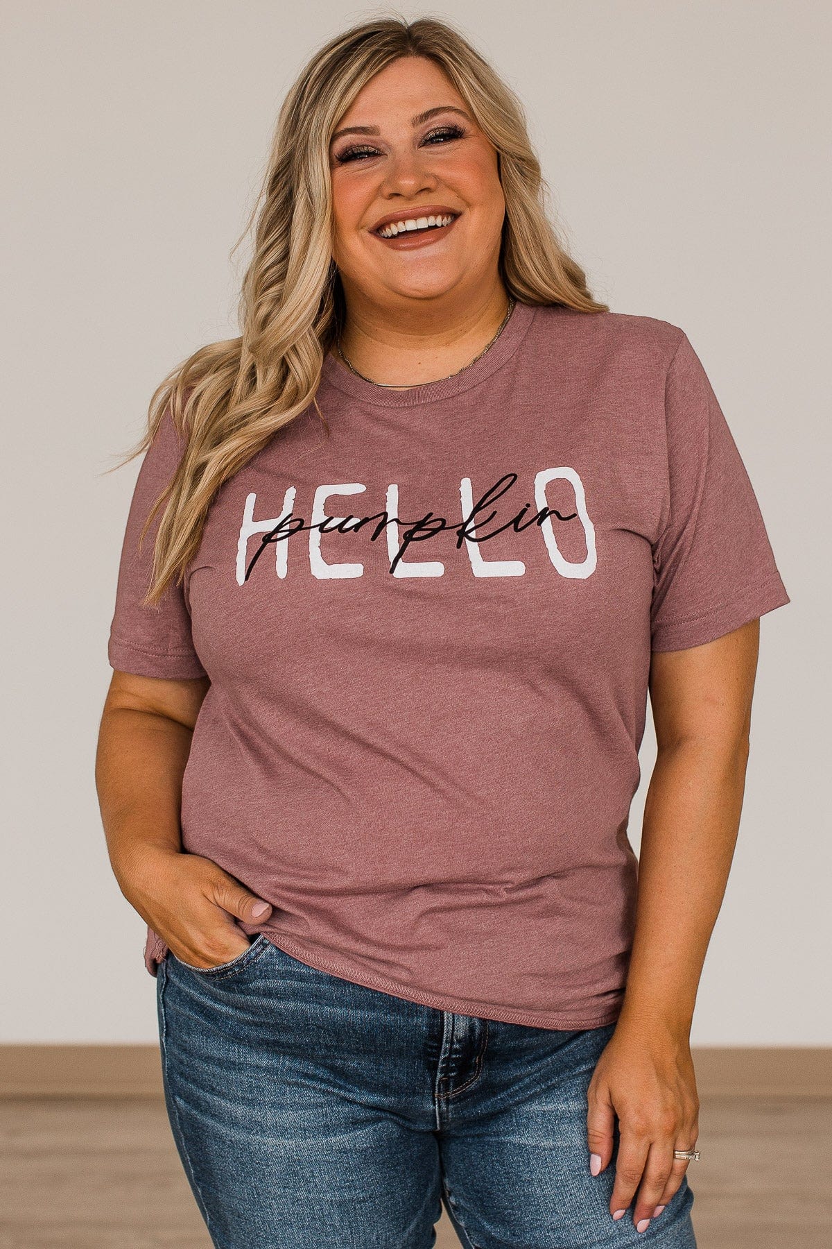 "Hello Pumpkin" Graphic Tee- Mauve