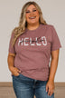 "Hello Pumpkin" Graphic Tee- Mauve