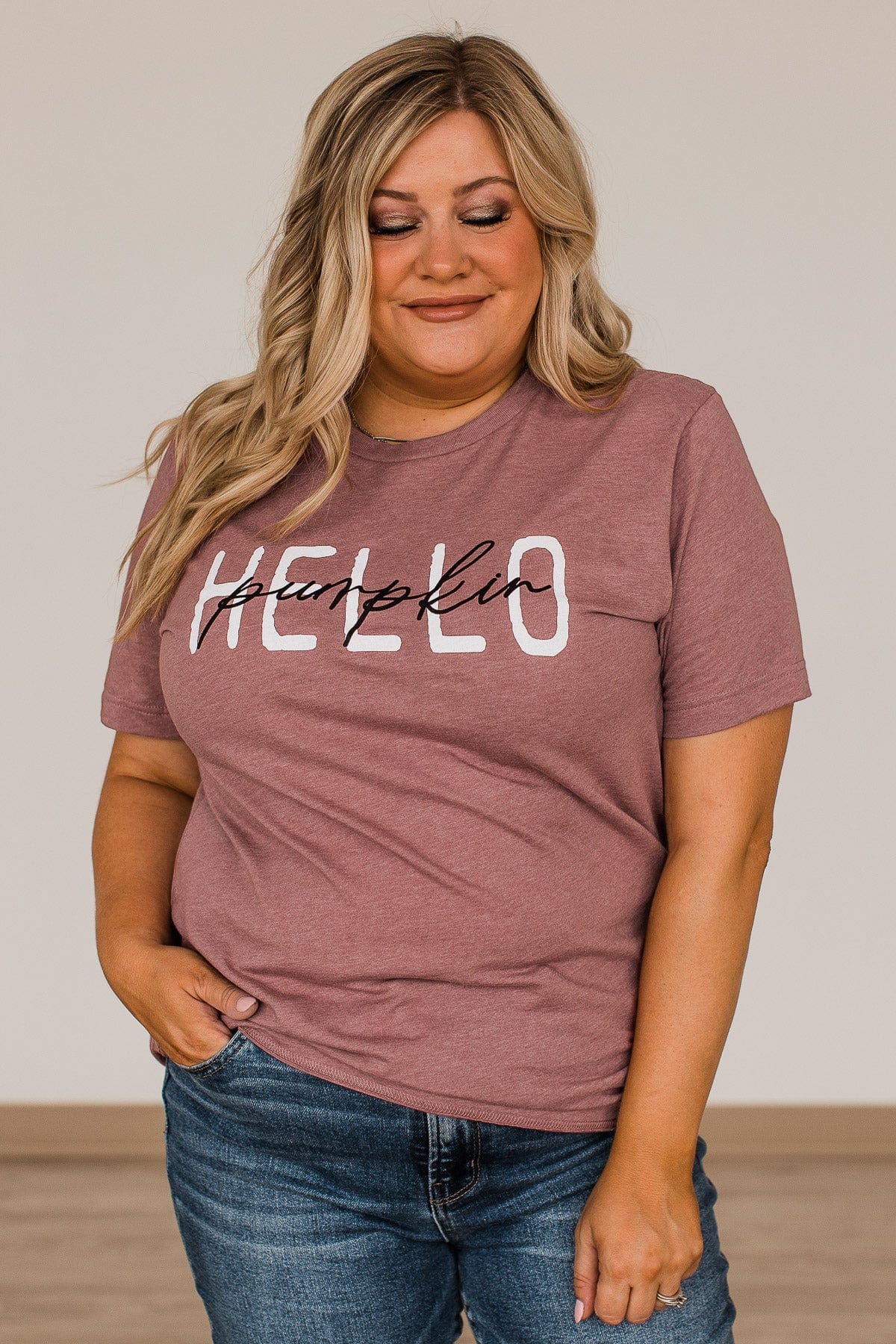 "Hello Pumpkin" Graphic Tee- Mauve