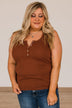 Bound To Be Beautiful Button Henley Tank Top- Copper