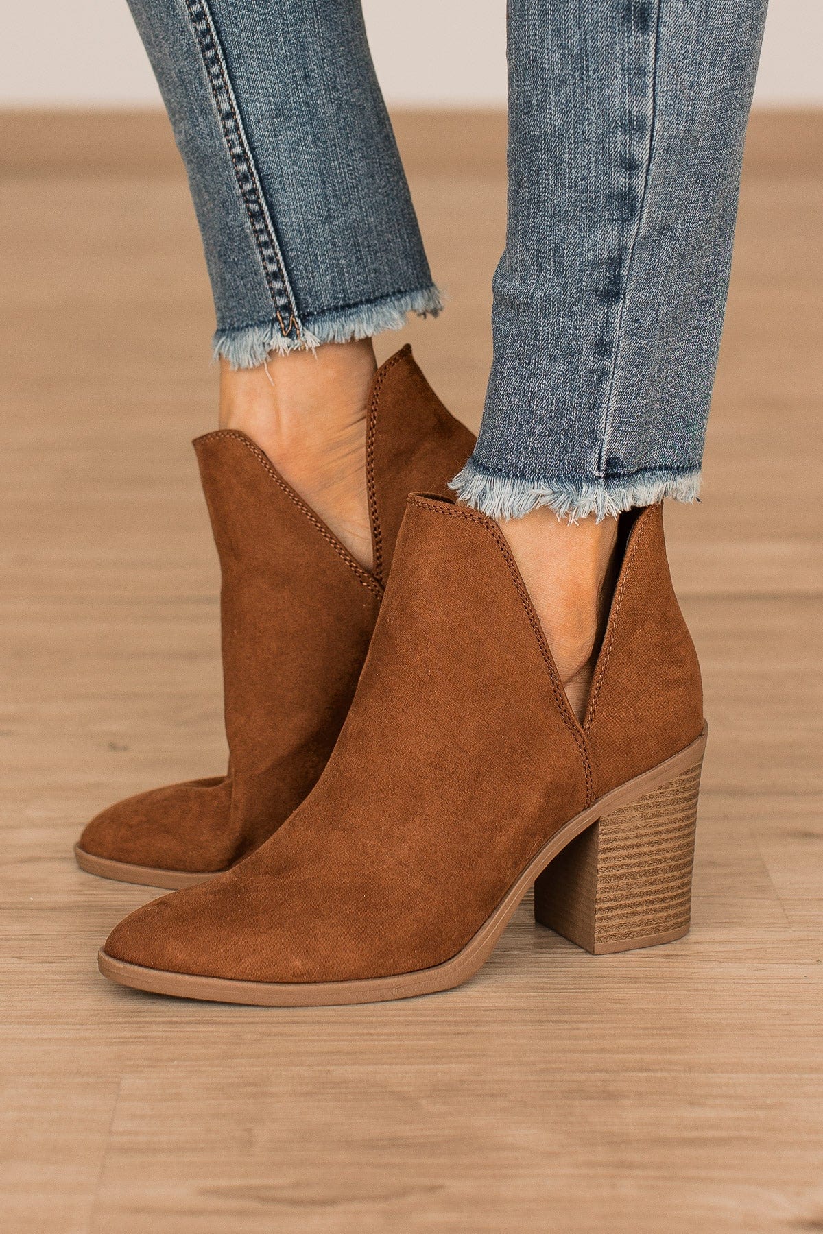 Qupid brown booties Clearance