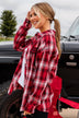 Make Some Noise Plaid Button Top- Red