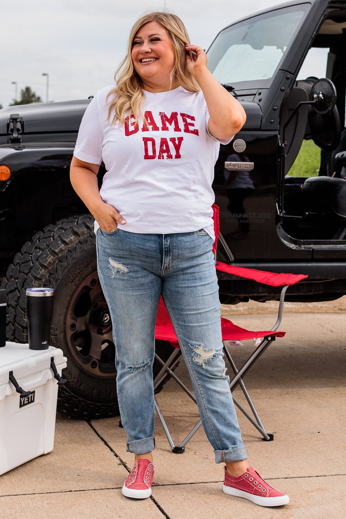 "Game Day" Graphic Tee- White