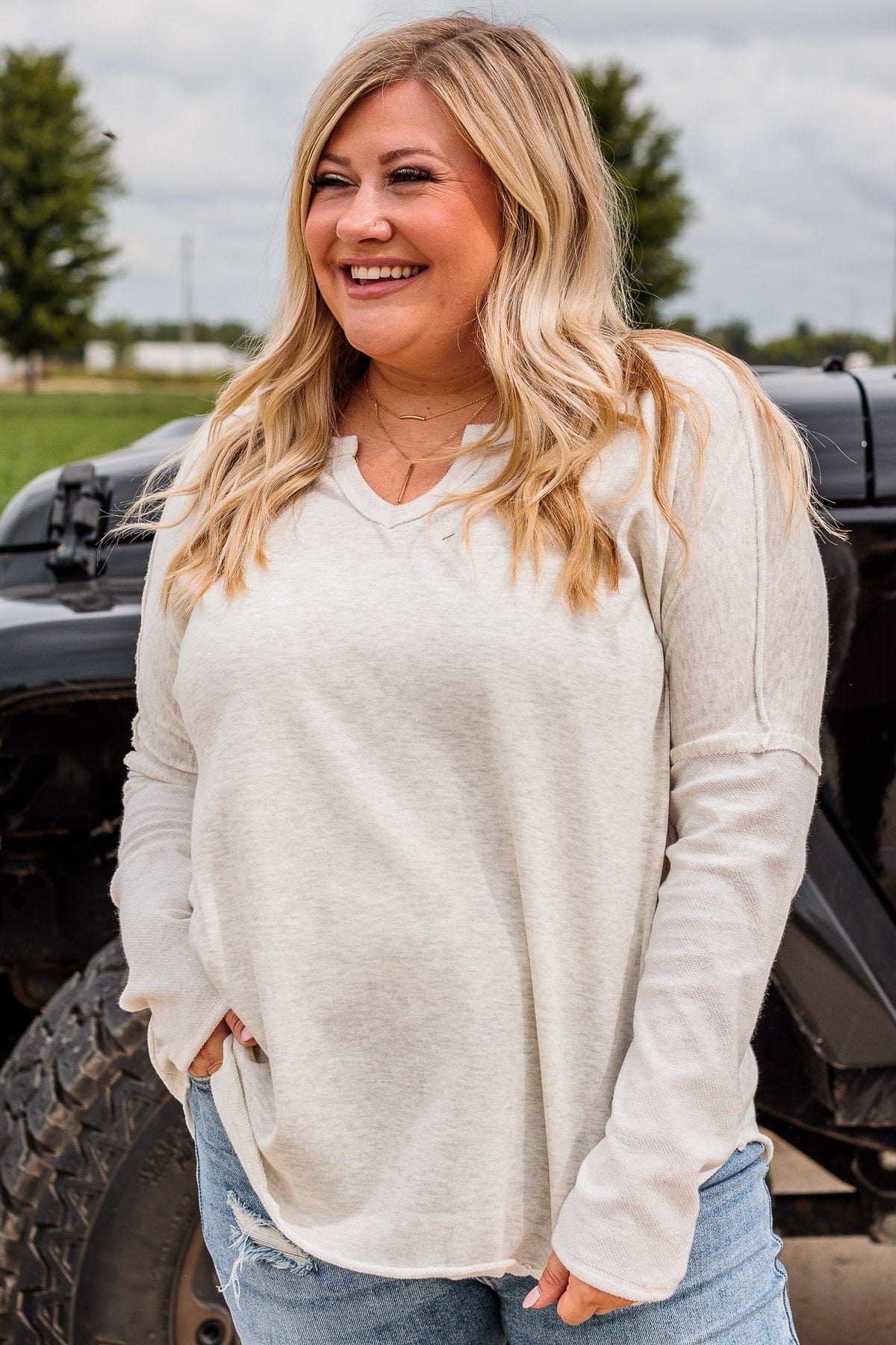 Bold & Fearless Long Sleeve Top- Heather Grey