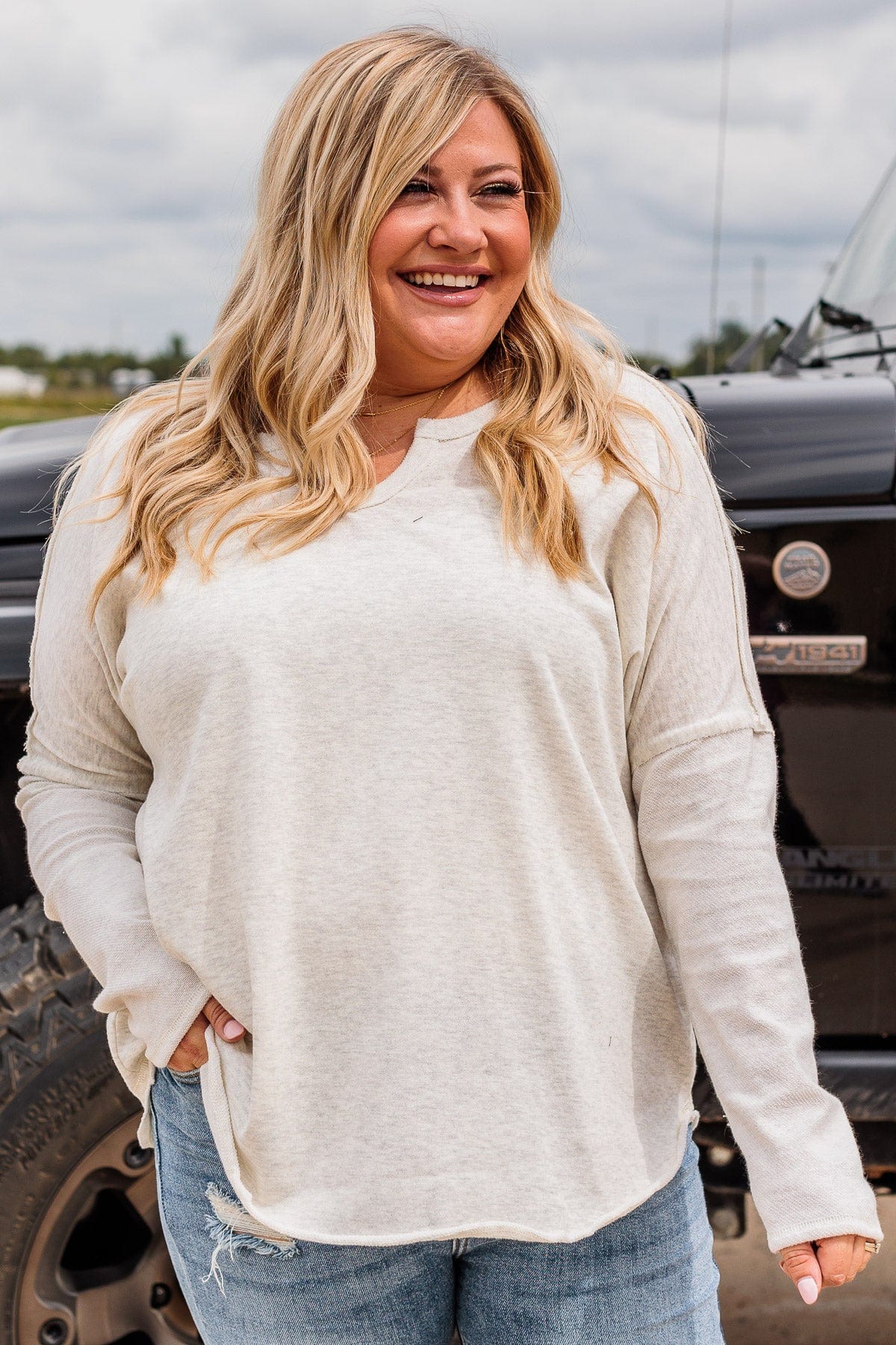 Bold & Fearless Long Sleeve Top- Heather Grey