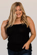 Happiness Is Within Ribbed Knit Tank- Black