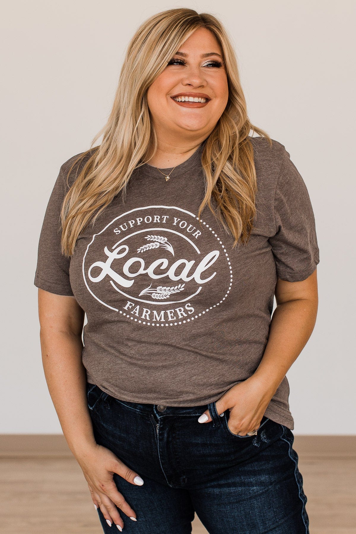 "Support Local Farmers" Graphic Tee- Dark Mocha