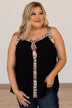Own The Day Button Tank Top- Black